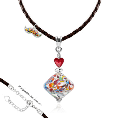 The Kiss Elegance Silver Necklace - Silver x Red Ball - Pendant Necklace