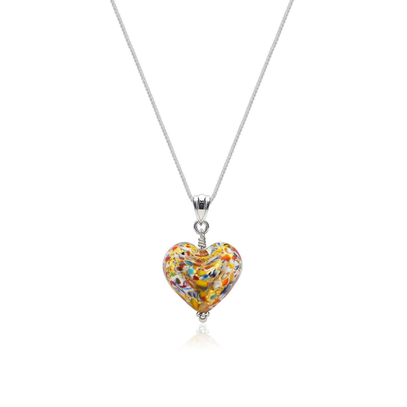 The Kiss Gold Double Heart Necklace - 1.2mm 925 Sterling Silver - Pendant Necklace