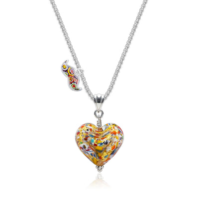The Kiss Gold Double Heart Necklace - 1.2mm 925 Sterling Silver - Pendant Necklace