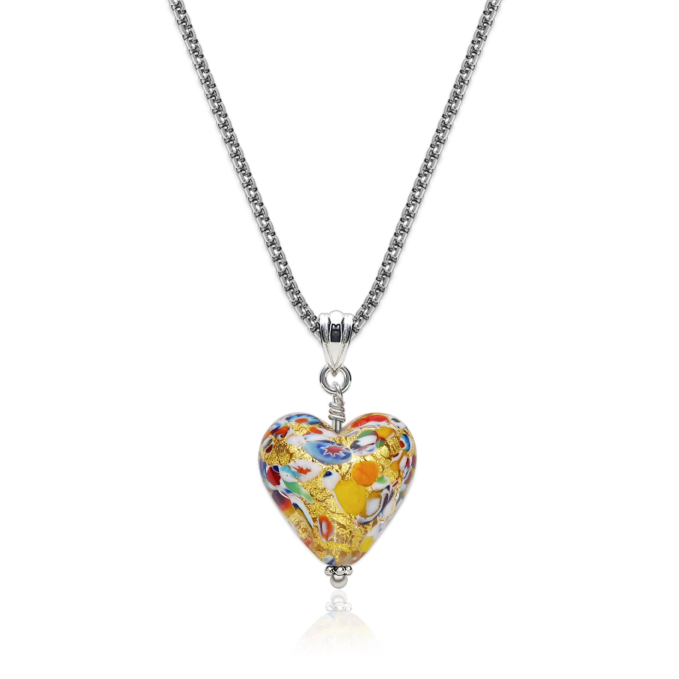 The Kiss Gold Heart Necklace - 2mm 316L Stainless Steel - Pendant Necklace