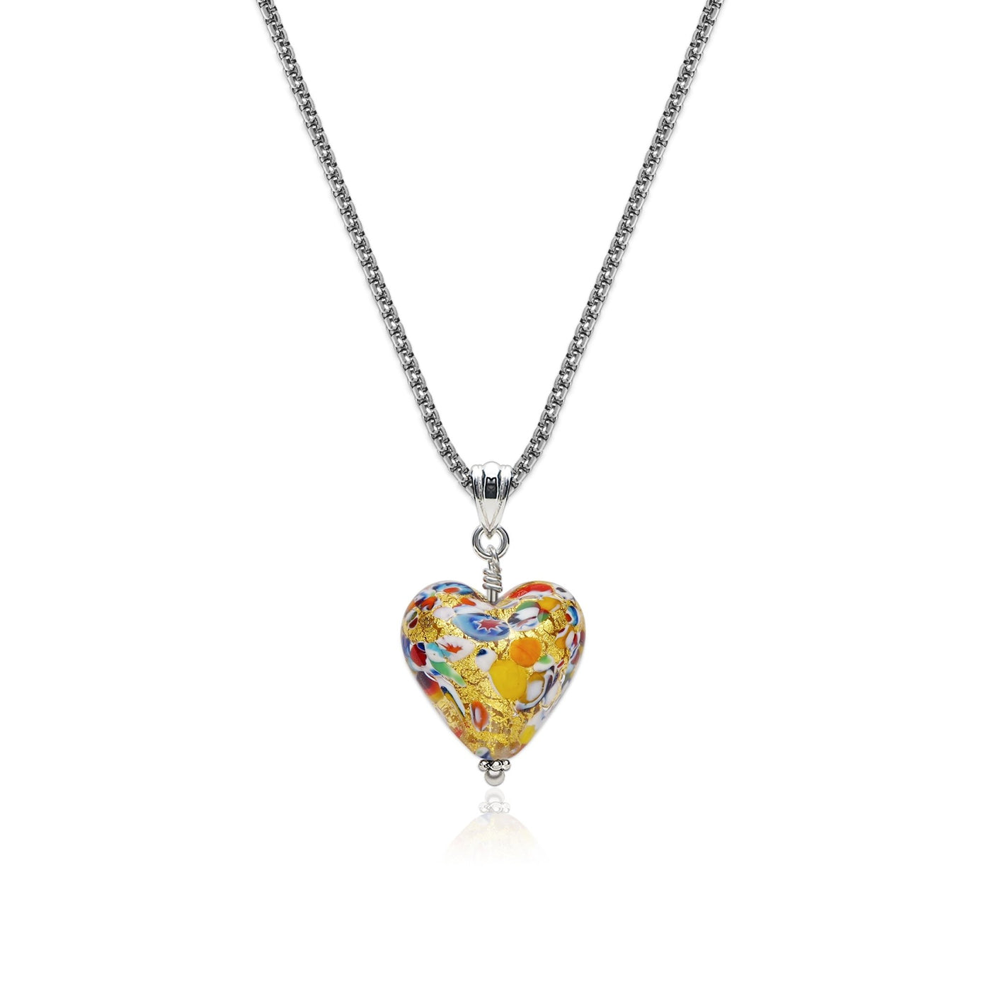 The Kiss Gold Heart Necklace - 2mm 316L Stainless Steel - Pendant Necklace