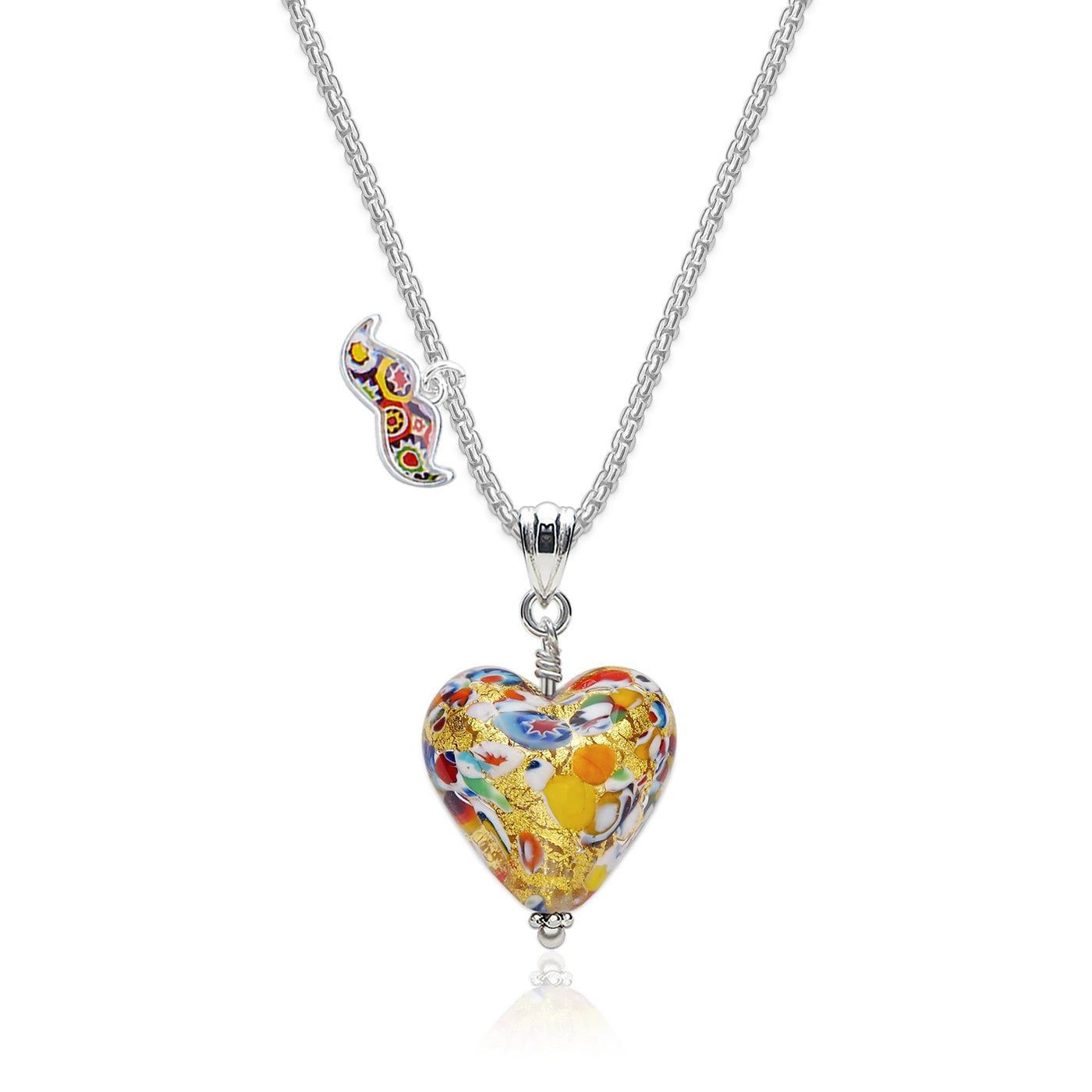 The Kiss Gold Heart Necklace - Leather - Pendant Necklace