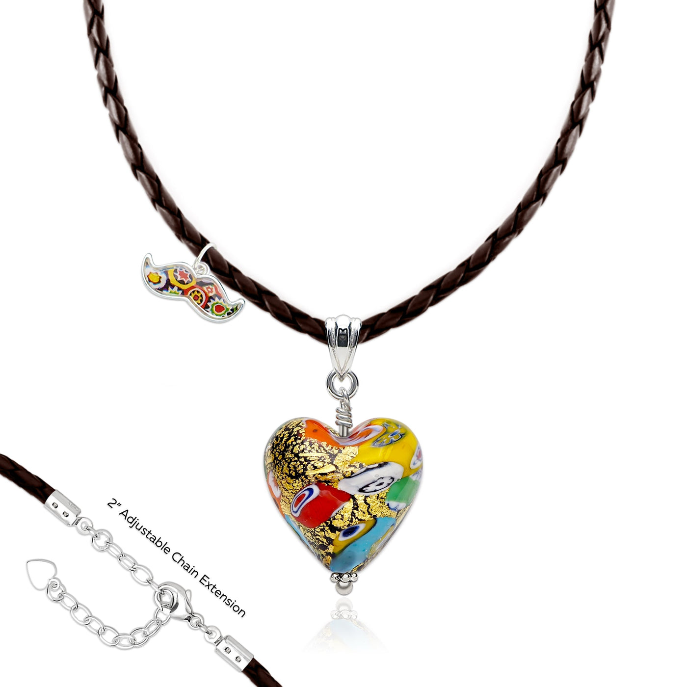 The Kiss Latte Art Heart Necklace - 1.8mm 925 Sterling Silver - Pendant Necklace