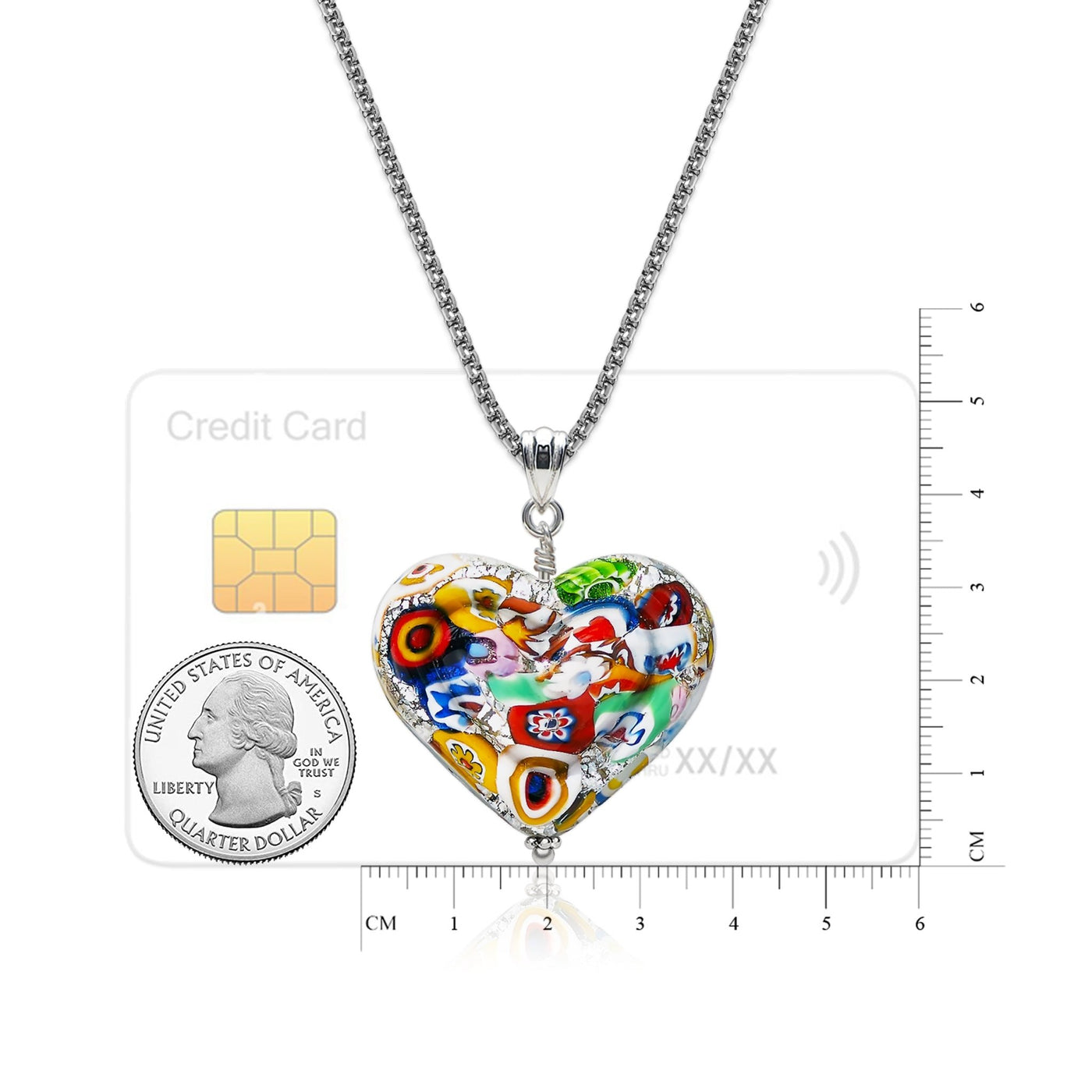 The Kiss Silver Double Heart Large Pendant - 2mm 316L Stainless Steel - Pendant Necklace