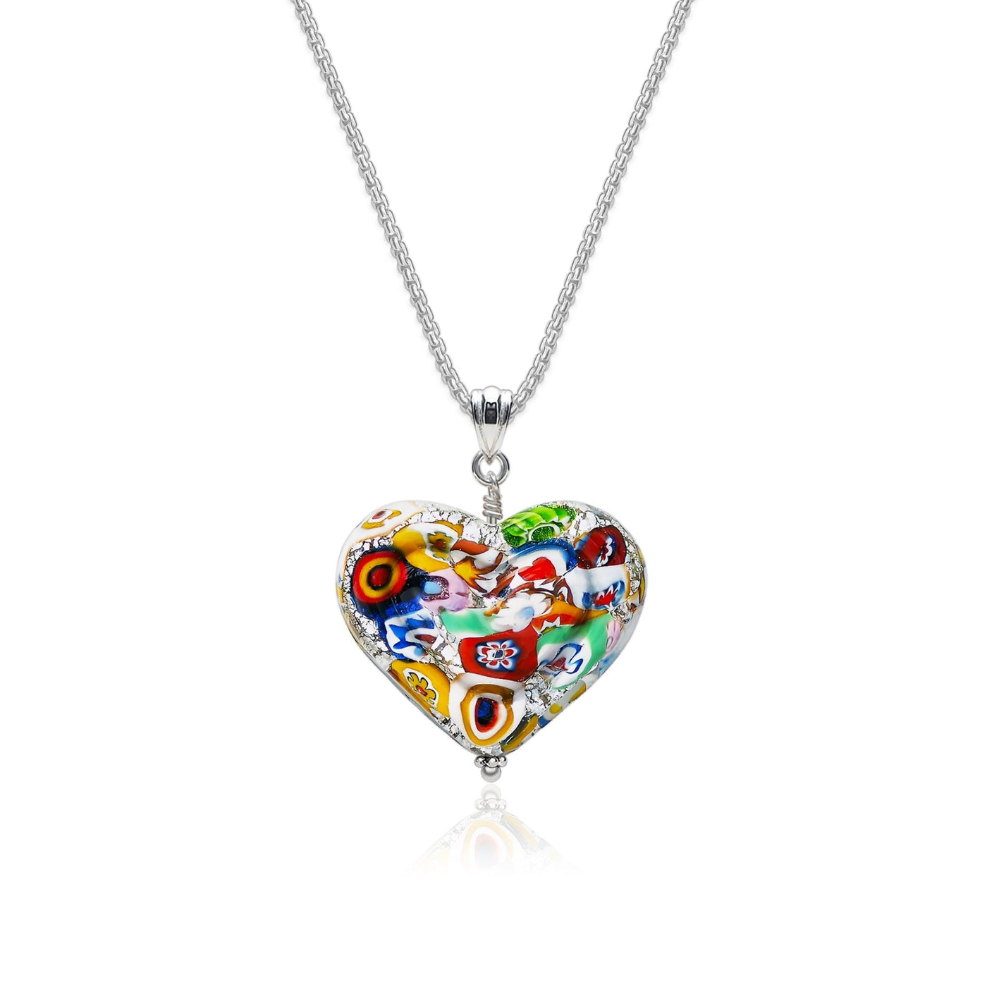 The Kiss Silver Double Heart Large Pendant - 2mm 316L Stainless Steel - Pendant Necklace