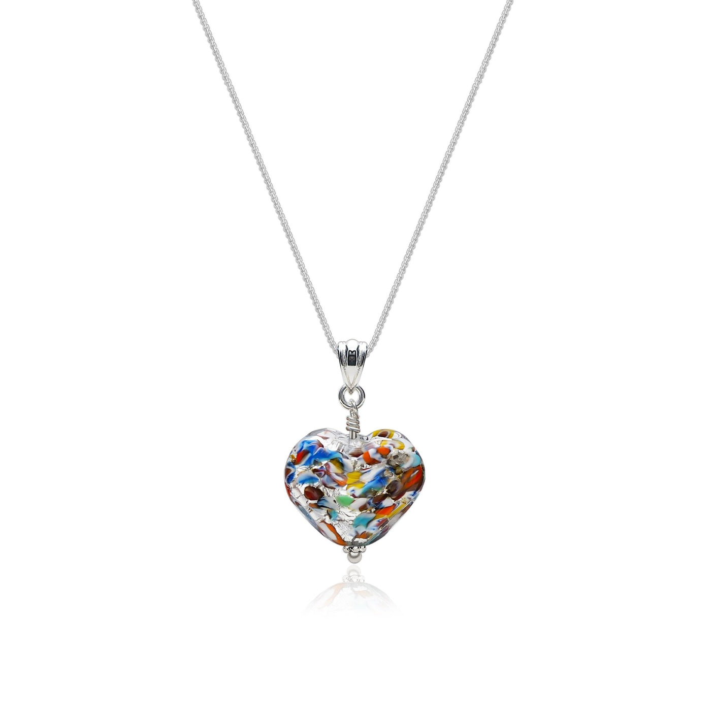 The Kiss Silver Double Heart Necklace - 1.2mm 925 Sterling Silver - Pendant Necklace