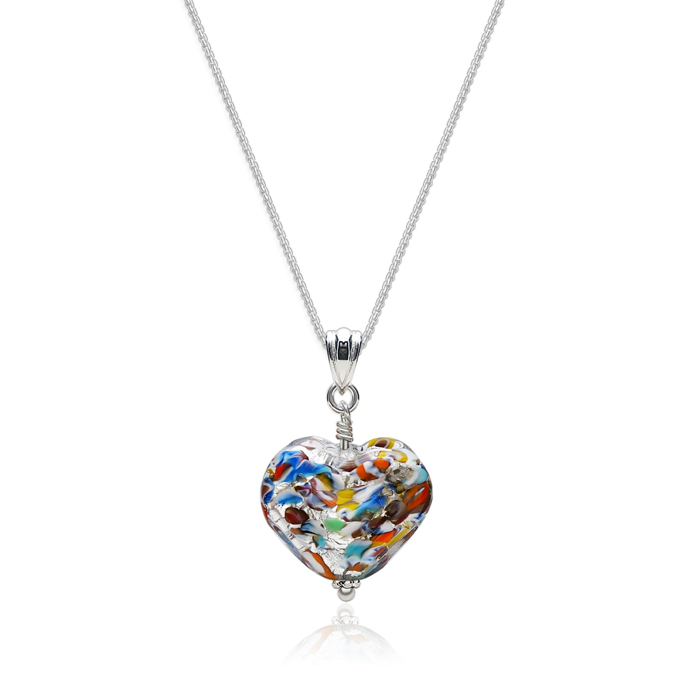 The Kiss Silver Double Heart Necklace - 1.2mm 925 Sterling Silver - Pendant Necklace