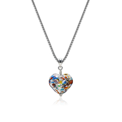 The Kiss Silver Double Heart Necklace - 1.2mm 925 Sterling Silver - Pendant Necklace