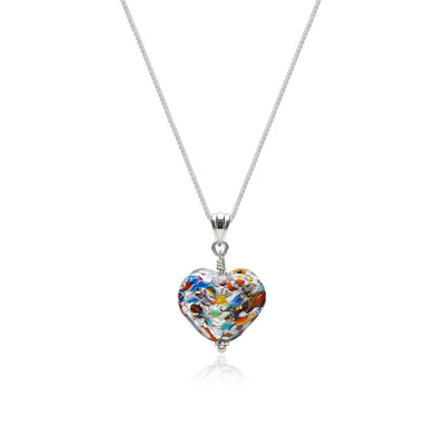 The Kiss Silver Double Heart Necklace - 1.2mm 925 Sterling Silver - Pendant Necklace