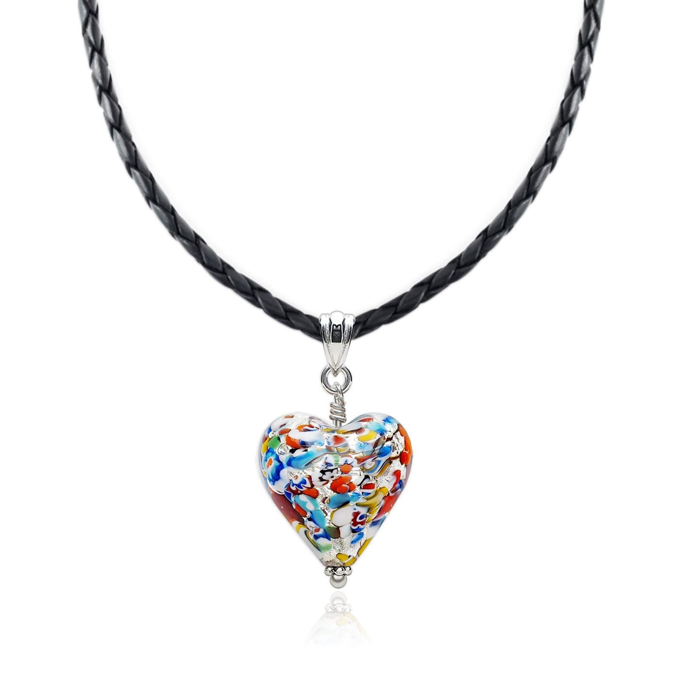 The Kiss Silver Heart Necklace - 2mm 316L Stainless Steel - Pendant Necklace