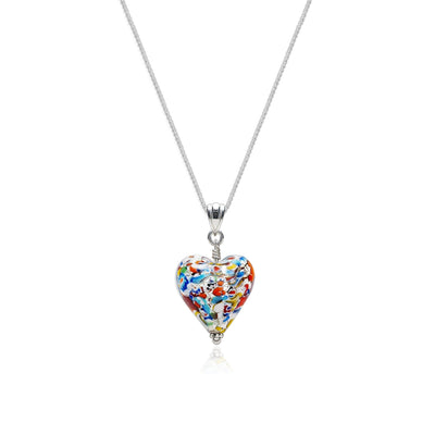 The Kiss Silver Heart Necklace - 2mm 316L Stainless Steel - Pendant Necklace