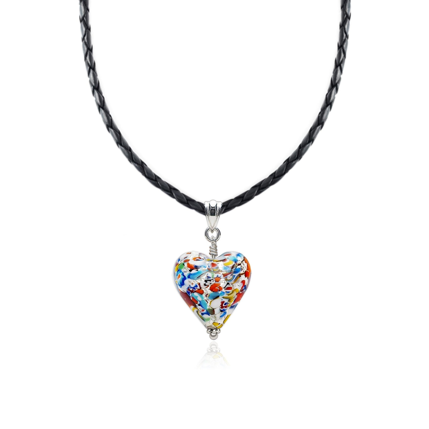 The Kiss Silver Heart Necklace - 2mm 316L Stainless Steel - Pendant Necklace