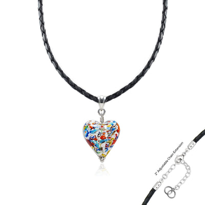 The Kiss Silver Heart Necklace - 2mm 316L Stainless Steel - Pendant Necklace