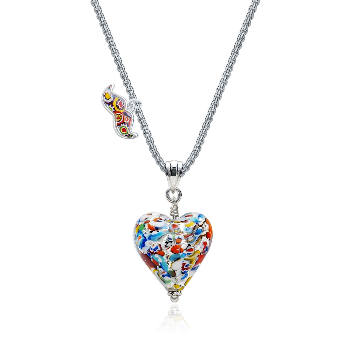 The Kiss Silver Heart Necklace - Leather - Pendant Necklace