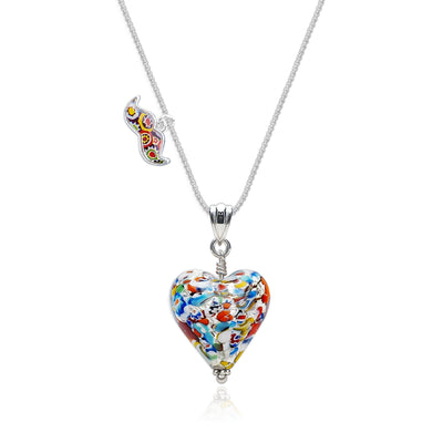 The Kiss Silver Heart Necklace - Leather - Pendant Necklace