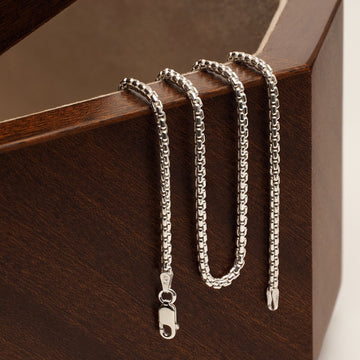 925 Sterling Silver 3mm Wide Men's Chain Bracelet